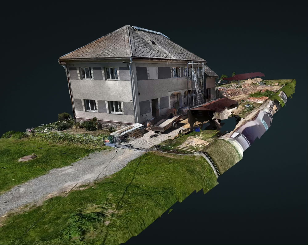3D model z dronu — rekonstrukce rodinného domu