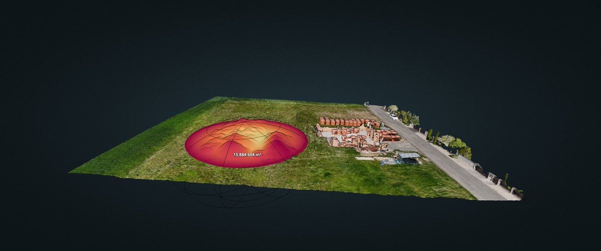 3D model s měřením objemu — Újezd u Mohelnice